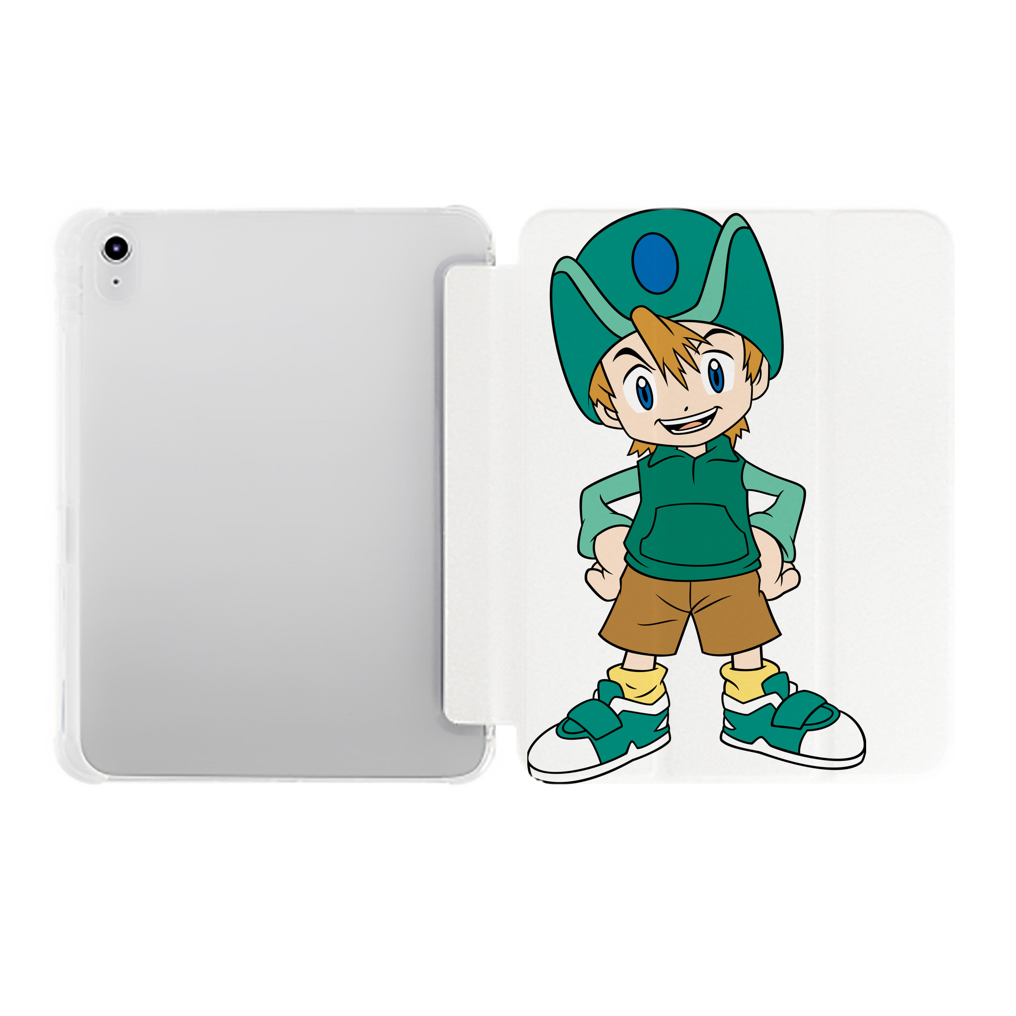 （画像用） Digimon デジタルモンスター/デジモン IPad ケース ペン収納付き 三つ折りスタンド PUレザー×シリコン 対応機種9.5/10.5/10.9インチ